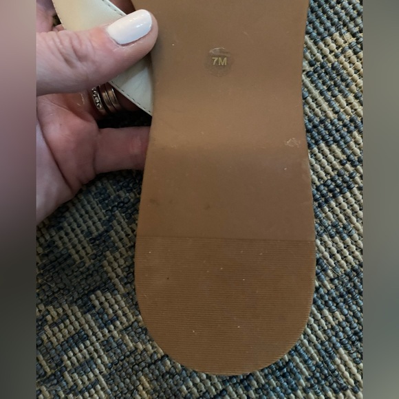 Tory Burch Benton White Calf Leather Thong Sandals Gold Logo US 7 - Picture 5 of 6